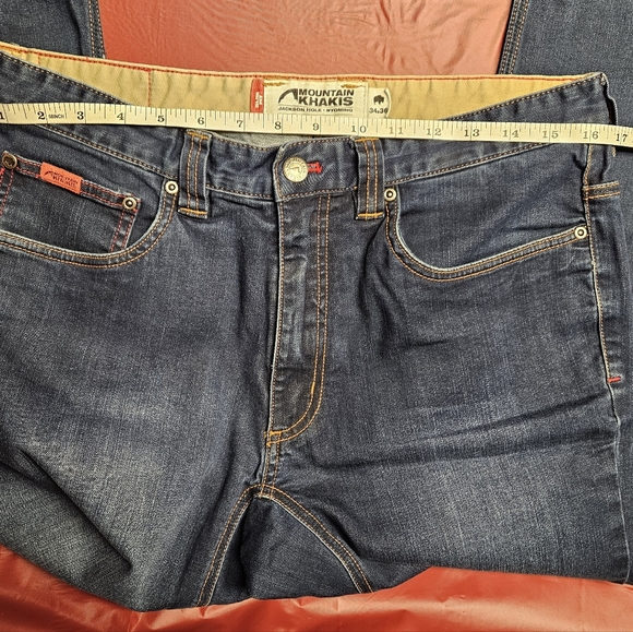 Mountain Khaki Denim Slim Fit Buffalo Logo 32×34 Premium Mens Outerwear E.U.C - Picture 8 of 9